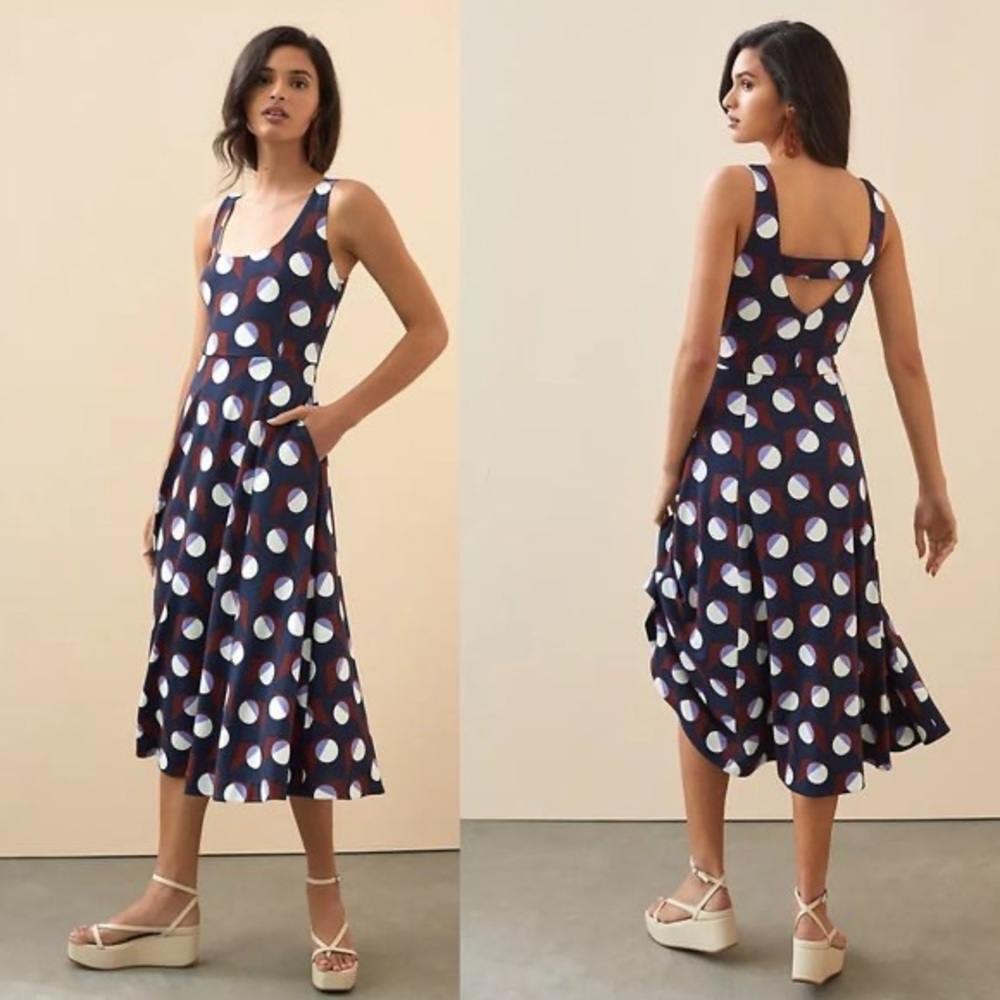 Anthropologie | Geometric Square Neck Midi Dress